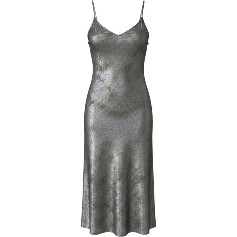 Brochu Walker Julep Metallic Slip Dress Extra Small Orbit Gray Black Midi
